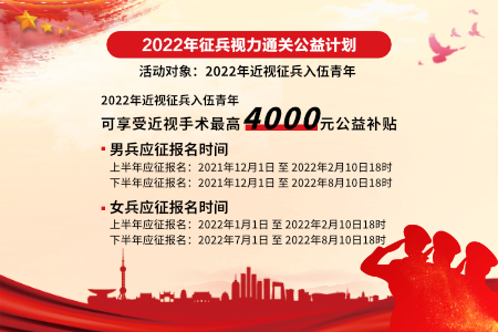 2022年近視征兵入伍手術(shù)公益補貼公告！